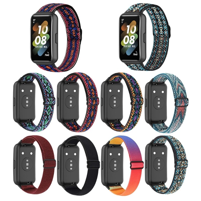 For Band 7 Loop-Adjustable Bracelet-Elastic Nylon-Smart Watch Band Replace Strap 